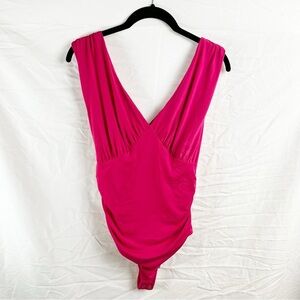 Express Body Contour Pink Women's Ruched Bodysuit Size Small